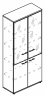 МР 9480 Шкаф для документов со стеклянными дверьми в алюминиевой рамке (топ ДСП)