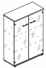 МР 9466 Шкаф средний со стеклянными прозрачными дверьми (топ ДСП)