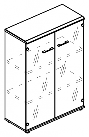 МР 9366 Шкаф средний со стеклянными прозрачными дверьми (топ МДФ)