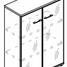 МР 9465 Шкаф средний со стеклянными дверьми в алюминиевой рамке (топ ДСП)