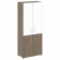 LT.ST-1.2 R white/black Шкаф высокий широкий (2 низких фасада ЛДСП + 2 средних фасада стекло лакобель белое/черное в раме)